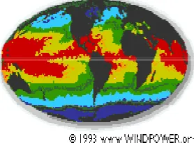 Gambar 2.1 Proyeksi temperatur permukaan laut menggunakan citra infra merah 