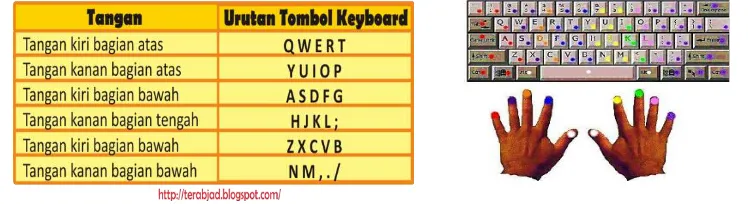 Gambar 1. Fungsi Jari Pada Keyboard 