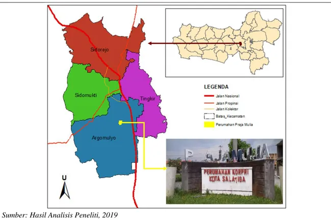 Gambar 1. Peta Orientasi Perumahan Prajamulia, Kelurahan Randuacir, Kecamatan Argomulyo,   Kota Salatiga 