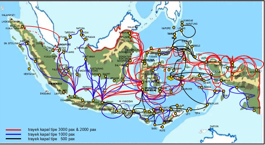 Gambar 1.3 Jaringan Pelayanan Angkutan Laut PSO PT. Pelni Tahun 2013 