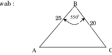 Gambar di bawah adsalah ∆ ABC dan untuk mencari luas segitiga adalah :