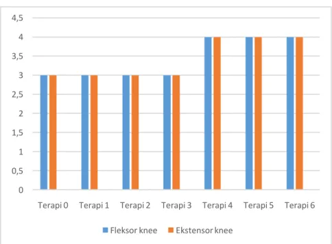Grafik 4.5 nilai kekuatan otot knee sinistra  3.2 Pembahasan  