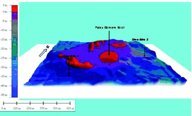 Gambar 6. Peta sebaran sedimen permukaan dasar laut Pulau Cemara Besar