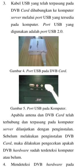 Gambar 2. Pemasangan Kabel Coaxial pada  DVB Card. 