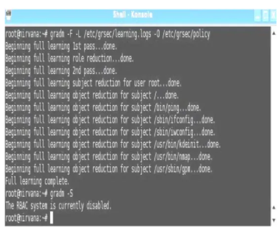 Gambar 8 nmap pada learning mode       Setelah melakukan learning mode maka kita akan  mencoba kembali menjalankan nmap pada role  default nantinya