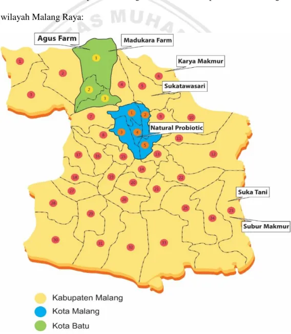Gambar 1. Peta wilayah Malang Raya, (keterangan dalam lampiran) 