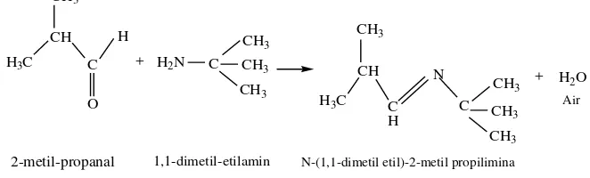 Gambar 2.8. Reaksi pembentukan N-(1,1-dimetil etil)-2-metil propilimina 
