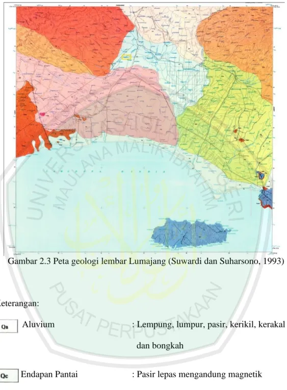 Gambar 2.3 Peta geologi lembar Lumajang (Suwardi dan Suharsono, 1993) 