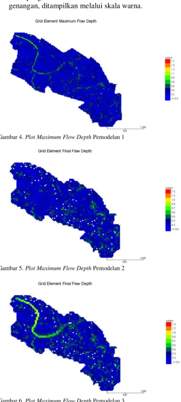 Gambar 4. Plot Maximum Flow Depth Pemodelan 1 