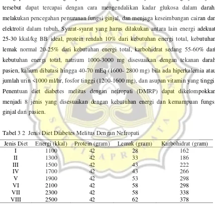 Tabel 3 2  Jenis Diet Diabetes Melitus Dengan Nefropati 