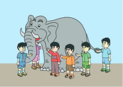 Gambar 3.10 Anak-anak mengelilingi gajah