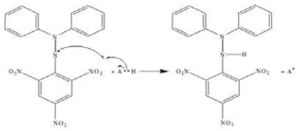 Gambar 2.1 Reaksi DPPH dengan antioksidan (Astuti, 2009) 