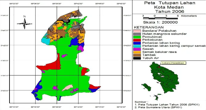 Gambar 7. Perubahan Tutupan Lahan Tahun Kota Medan 2006 