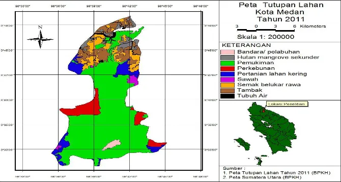 Gambar 8. Peta Perubahan Tutupan Lahan  Kota Medan Tahun 2011 