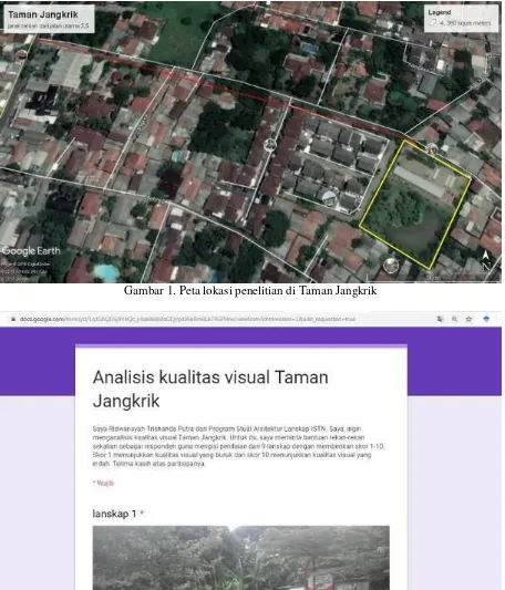 Gambar 1. Peta lokasi penelitian di Taman Jangkrik 