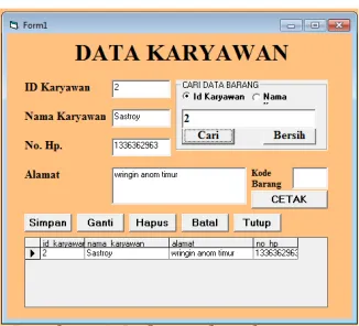 Gambar 4.6. form data karyawan