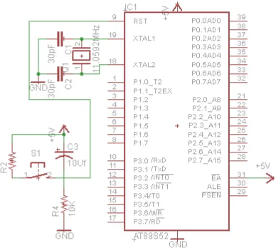 Gambar 3.2 Rangkaian Mikrokontroler AT89S52