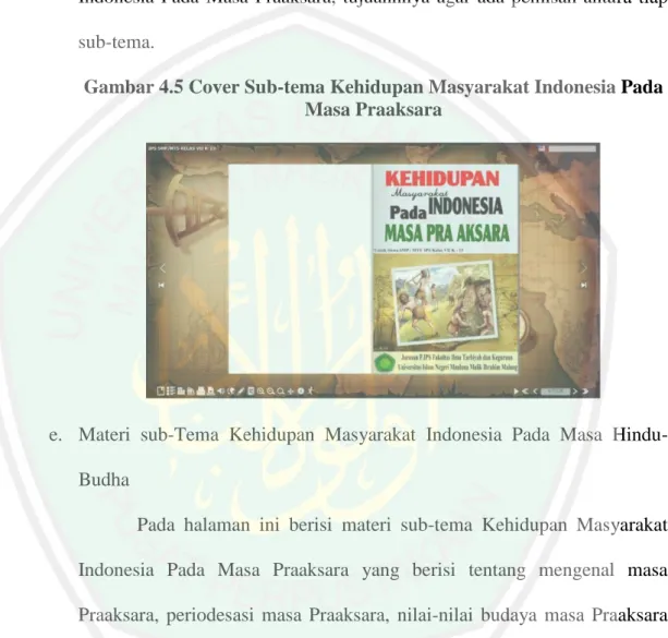 Gambar 4.5 Cover Sub-tema Kehidupan Masyarakat Indonesia Pada  Masa Praaksara 
