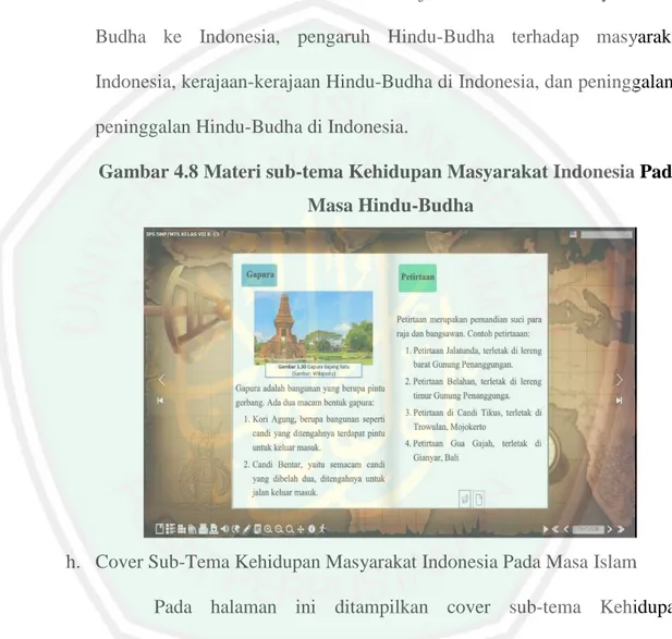 Gambar 4.8 Materi sub-tema Kehidupan Masyarakat Indonesia Pada  Masa Hindu-Budha 