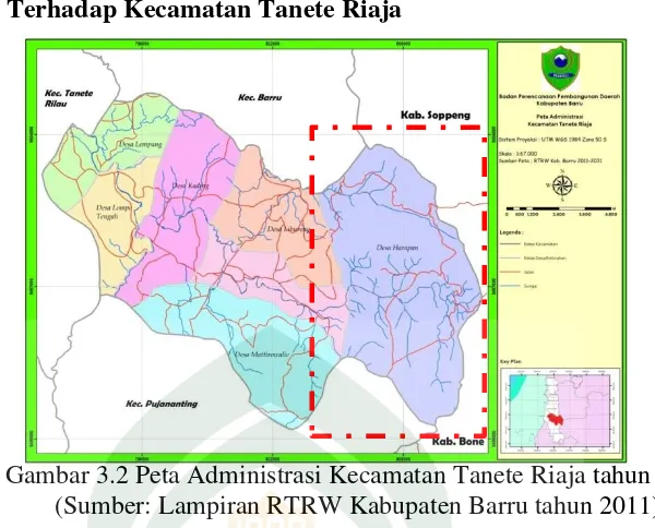 Gambar 3.2 Peta Administrasi Kecamatan Tanete Riaja tahun 2011 