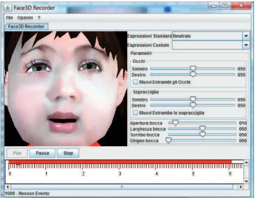 Figure 7 – The facial expression “Happiness” in Face3D Recorder, represented by a red point on the timeline