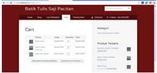 Gambar 4.4 Tampilan halaman chart  Untuk menu cart berisi informasi tentang daftar  barang yang sudah dipesan