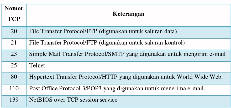Tabel 1. 1 : Port TCP 