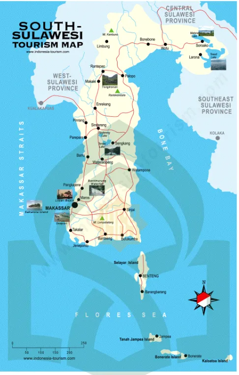 Gambar IV.1 South-Sulawesi Tourism Map (wisataindonesiatimur.wordpress.com) 