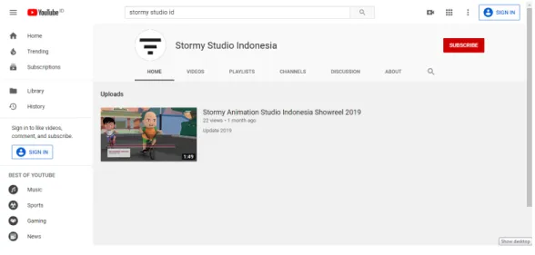 Gambar 2.7 Youtube Stormy Studio  (sumber: Youtube.com/Stormy Studio Indonesia) 