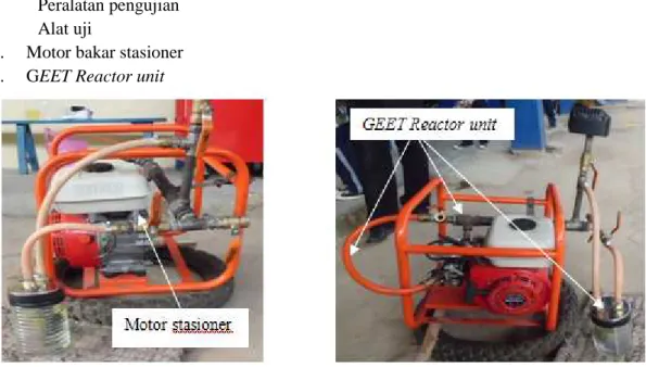 Gambar 3. Motor stasioner dan GEET Reactor 