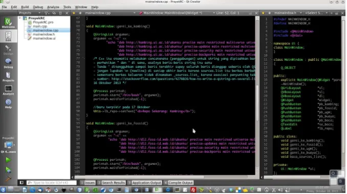Gambar 3: Qt Creator Menunjukkan Kode Program