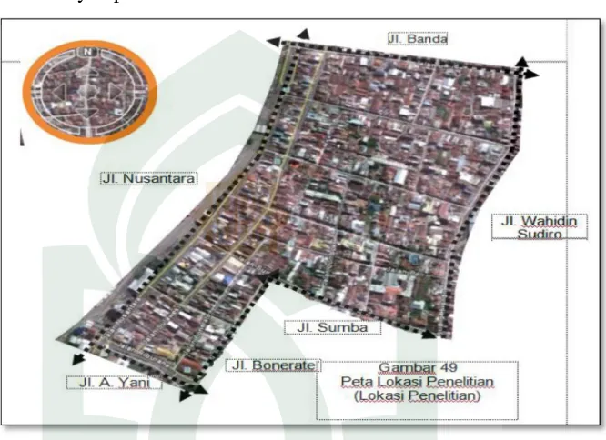 Gambar II.2. Peta Batasan wilayah kawasan Pecinan Kota Makassar 