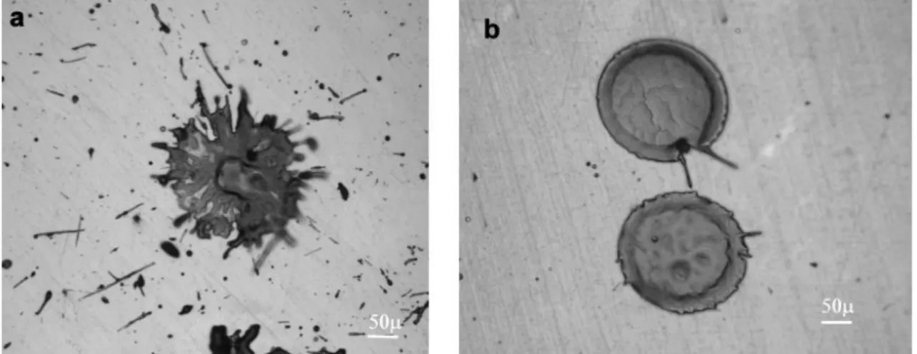 Figure 12: Morphology of zirconia splats on polished substrates sprayed in   a low-pressure chamber
