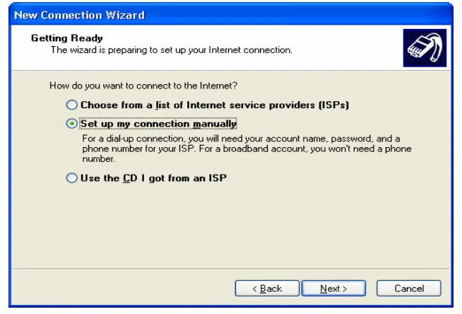 Gambar : 2.10. Option New Connection Wizard 