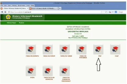 Gambar 1. Pemilihan fakultas pada tampilan depan situs www.akademik.unsri.ac.id  