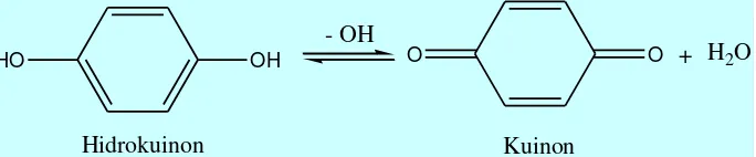 Gambar 2. Reaksi oksidasi hidrokuinon menjadi kuinon (Anonim, 1996) 