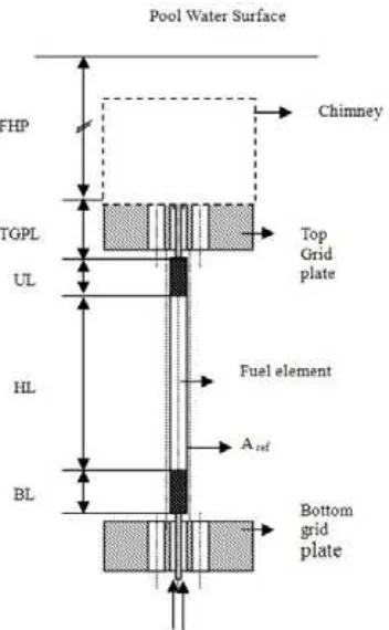 Gambar 2. Skema penempatan satu elemen bakar pada teras reaktor. 