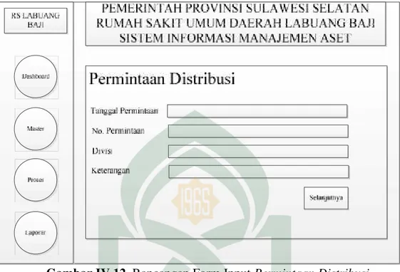 Gambar IV.12. Rancangan Form Input Permintaan Distribusi e. Rancangan Form Input Permintaan Pengadaan