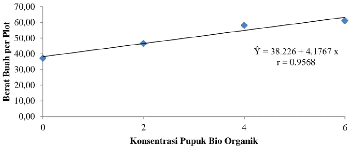 Gambar 6.Grafik Berat Buah per Plot Semangka dengan Pemberian Pupuk Bio Organik  Pembahasan 