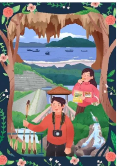 Gambar 4. Desain Ilustrasi Wisata di Kediri pada buku  Heritage of East Java 