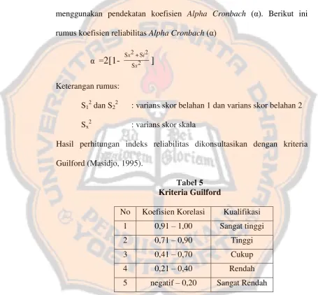 Tabel 5 Kriteria Guilford 