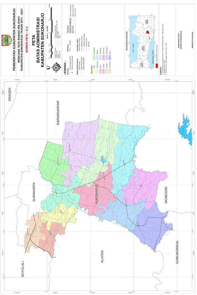 Gambar 1 Peta  Administrasi kabupaten Sukoharjo