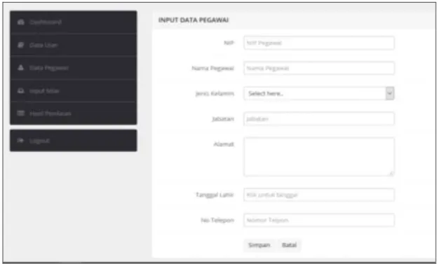 Gambar 9. Form Data Pegawai 