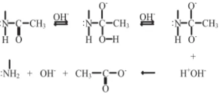 Gambar 2. Reaksi hidrolisis kitin dalam suasana basa.