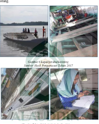 Gambar 7 kondisi kapal/perahu/katintingSumber : Hasil Pengamatan Tahun 2017  
