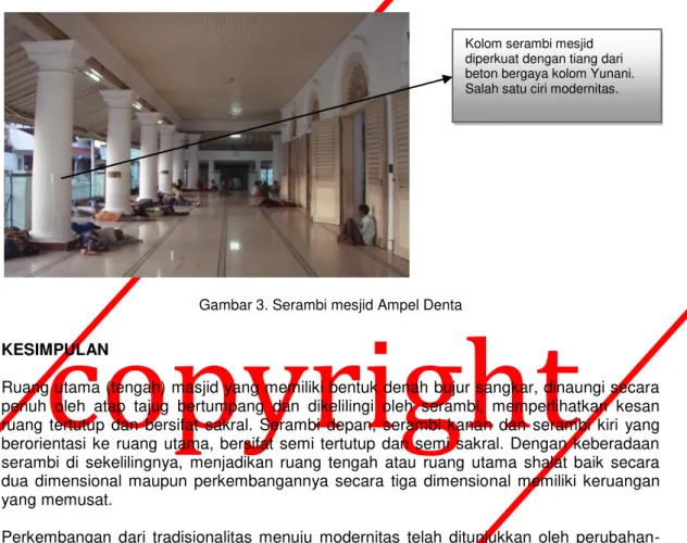 Gambar 3. Serambi mesjid Ampel Denta 