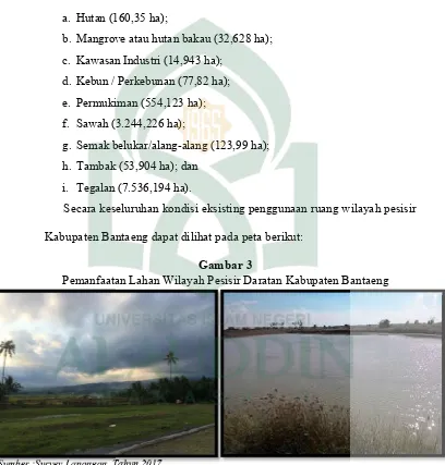 Gambar 3 Pemanfaatan Lahan Wilayah Pesisir DaratanPemanfaatan Lahan Wilayah Pesisir Daratan Kabupaten Bantaeng