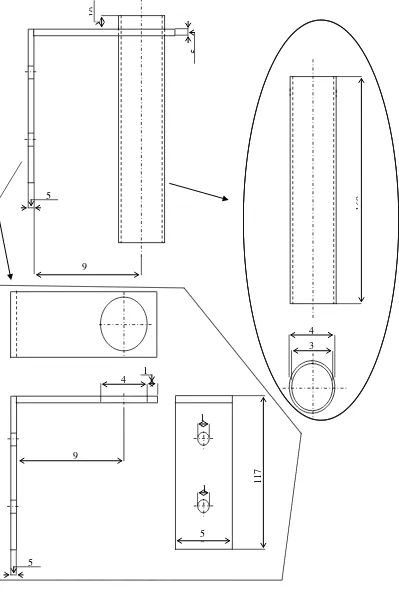 Gambar teknik pipa pengarah (ukuran : mm, skala = 1:2, bahan : Al) 