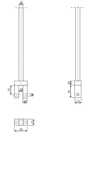 Gambar teknik tangkai penjepit (ukuran : mm, skala = 1:2)  