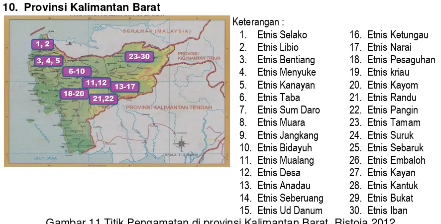 Gambar 11.Titik Pengamatan di provinsi Kalimantan Barat, Ristoja 2012 